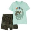 Carter's™ Toddler Boys Dinosaur Snow Yarn T-shirt And Short Set, 2 Piece