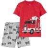 Carter's™ Toddler Boys Fire Truck Snow Yarn T-shirt And Shorts Set, 2 Piece