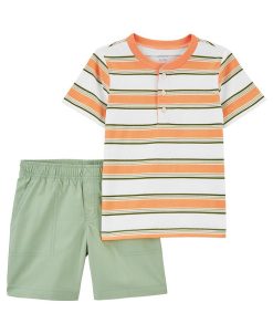 Carter's™ Baby Boys Striped Henley And Shorts, 2 Piece Set