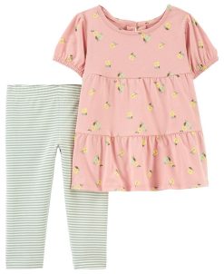 Carter’s Shop 17 Carter's™ Baby Girls Floral Tiered Top And Leggings, 2 Piece Set