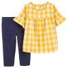 Carter's™ Toddler Girls Plaid Flutter Top And Knit Denim Leggings Set, 2 Piece
