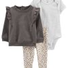 Carter's™ Baby Girls Bodysuit, Pant And Ruffled Pullover, 3 Piece Set