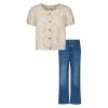 Jessica Simpson Girl's 2 Piece Floral Print Top & Jeans Set, Kids