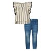 Jessica Simpson Girl's 2 Piece Striped Top & Jeans Set, Kids