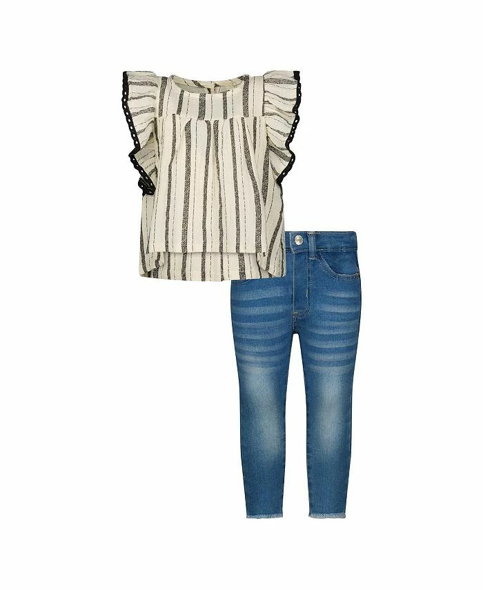 Jessica Simpson Girl's 2 Piece Striped Top & Jeans Set, Kids