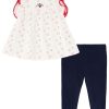 Tommy Hilfiger Baby Girls Signature Stars Muslin Baby Doll And Capri Leggings, 2 Piece Set