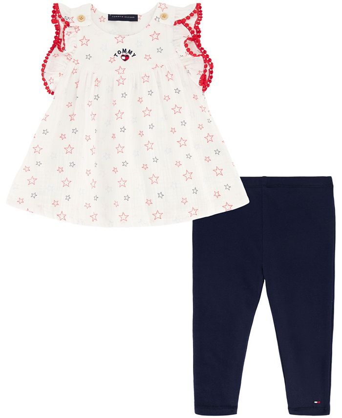 Baby Girls Signature Stars Muslin Baby Doll And Capri Leggings, 2 Piece Set Tommy Hilfiger Baby Girls Signature Stars Muslin Baby Doll And Capri Leggings, 2 Piece Set -Carter’s Shop