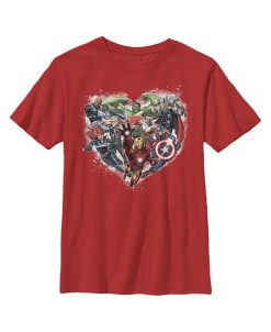 Marvel Boy's Avengers Assemble Heart Collage Child T-Shirt