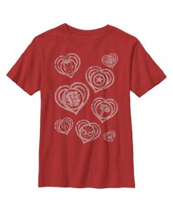 Marvel Boy's Hero Icon Hearts Child T-Shirt