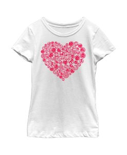 Marvel Girl's Universe Logo Heart Icons Child T-Shirt