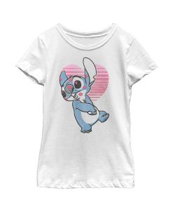 Disney Girl's Lilo & Stitch Valentine's Day Kissy Face Child T-Shirt