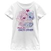 Disney Girl's Lilo & Stitch Valentine's Day Made For Each Other Child T-Shirt