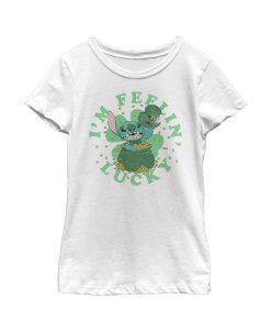 Disney Girl's Lilo & Stitch I'm Feeling Lucky Child T-Shirt
