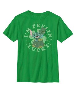 Disney Boy's Lilo & Stitch I'm Feeling Lucky Child T-Shirt