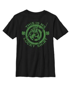 DC COMICS Boy's Justice League St. Patrick's Day Green Arrow This Is My Lucky Shirt Child T-Shirt