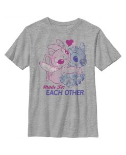 Disney Boy's Lilo & Stitch Valentine's Day Made For Each Other Child T-Shirt
