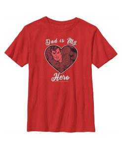 DC COMICS Boy's Superman Valentine's Day Dad Is My Hero Child T-Shirt