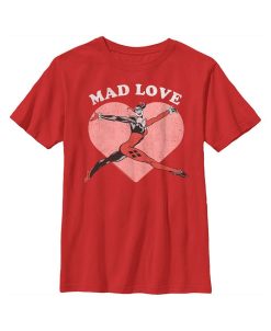 DC COMICS Boy's Batman Valentine's Day Harley Quinn Mad Love Child T-Shirt