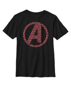 Marvel Boy's Avengers Valentine's Small Hearts Logo Child T-Shirt