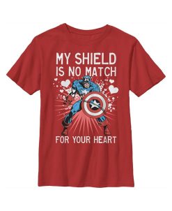 Marvel Boy's Captain America No Shield For Your Heart Child T-Shirt
