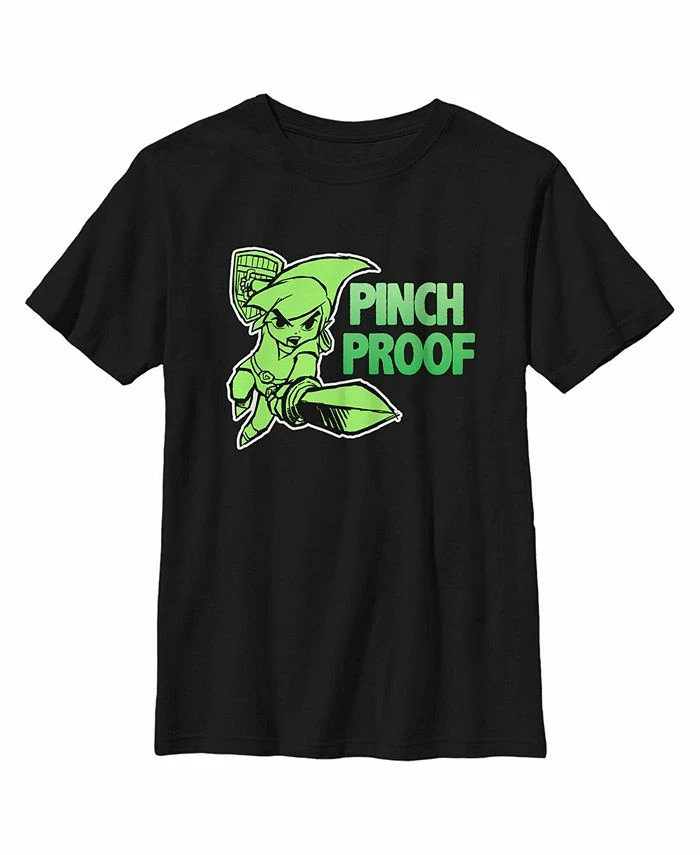 NINTENDO Boy's Legend Of Zelda St. Patrick's Day Link Pinch Proof Sketch Child T-Shirt