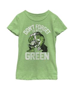 Marvel Girl's St. Patrick's Day Hulk Don't Forget To Wear Green Child T-Shirt
