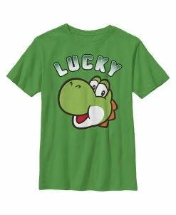 NINTENDO Boy's Super Mario St. Patrick's Day Lucky Yoshi Retro Child T-Shirt