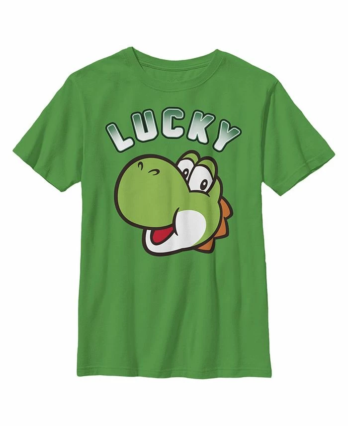 NINTENDO Boy's Super Mario St. Patrick's Day Lucky Yoshi Retro Child T-Shirt