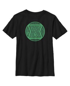 Marvel Boy's Black Widow St. Patrick's Day Clover Black Widow Logo Child T-Shirt