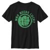 Marvel Boy's St. Patrick's Day Hulk Fist Who Needs Luck Child T-Shirt
