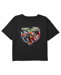 Marvel Girl's Valentine's Day Avenger Heart Collage Child T-Shirt