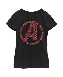 Marvel Girl's Avengers Valentine's Small Hearts Logo Child T-Shirt
