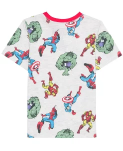 Hybrid Toddler Boys Marvel All Over Print Ringer Short Sleeve T-shirt -Carter’s Shop 23810017 fpx 1