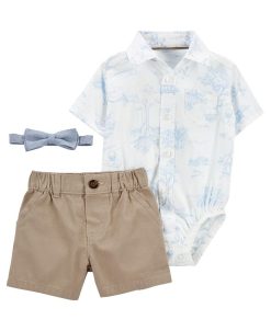 Carter's™ Baby Boys Polo Bodysuit, Shorts, And Bow Tie, 3 Piece Set