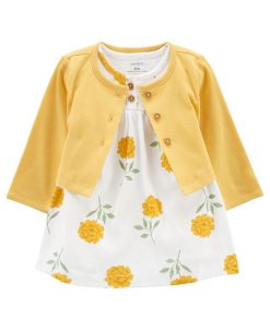 Carter's™ Baby Girls My First Love Bodysuit Dress And Cardigan, 2 Piece Set