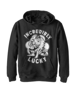 Marvel Boy's St. Patrick's Day Hulk Incredibly Lucky Clover Child Pull Over Hoodie