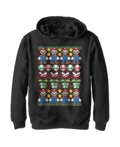 NINTENDO Boy's Ugly Christmas Mario Child Pull Over Hoodie