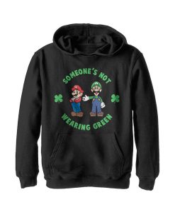 NINTENDO Boy's Super And Luigi St. Patrick's Day Not Wearing Green Child Pull Over Hoodie