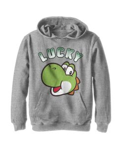 NINTENDO Boy's Super Mario St. Patrick's Day Lucky Yoshi Retro Child Pull Over Hoodie