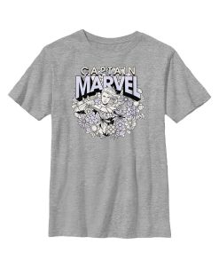 Marvel Boy's Floral Carol Danvers Child T-Shirt