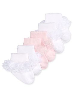 First Impressions Baby Girls Lace Anklet Low Cut Socks, Pack Of 3, Created For Macy's